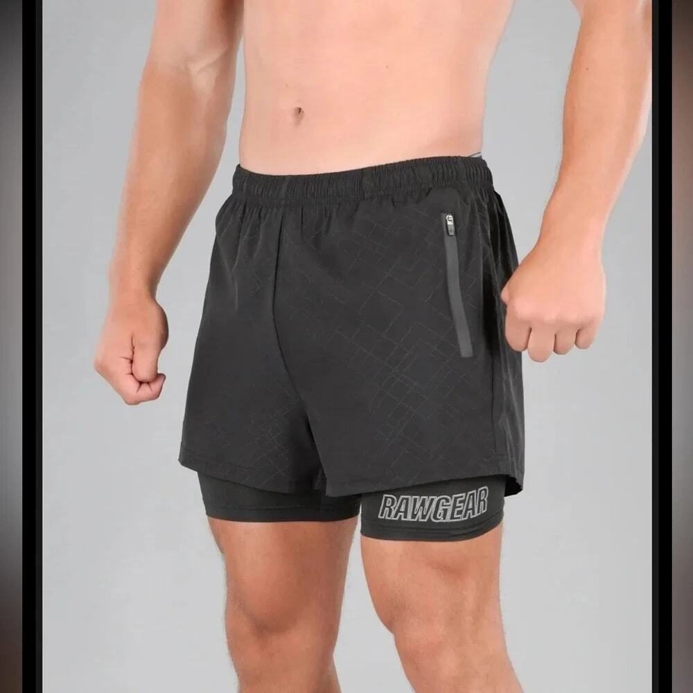 NWT Raw Gear Black Summertime Compression Lined Shorts Men's Size Small